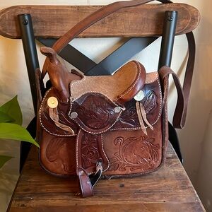 Cowgirls Rule Leather Hand-tooled Crossbody Purse